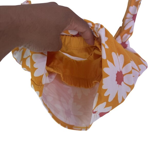 Gilly Hicks Swimsuit Top Womens Yellow Floral Crop Lined Padded Swimwear Size XS - Picture 3 of 6